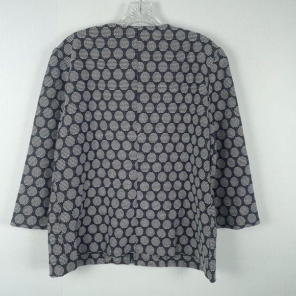 Chico's Blue White Geometric Circles Lightweight Zipper Jacket Size 12 Large - Picture 3 of 12